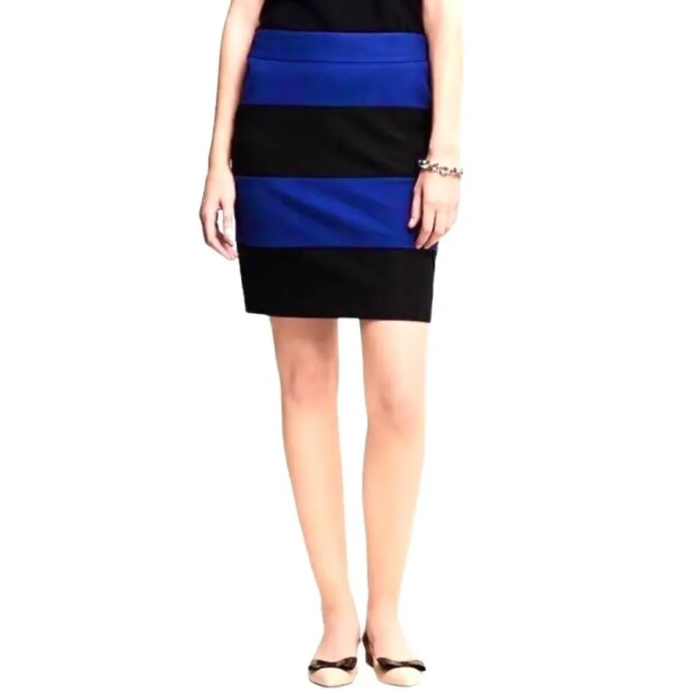 Banana Republic Sloan Rugby Stripe Pencil Skirt in Royal Blue/Black Women’s 6